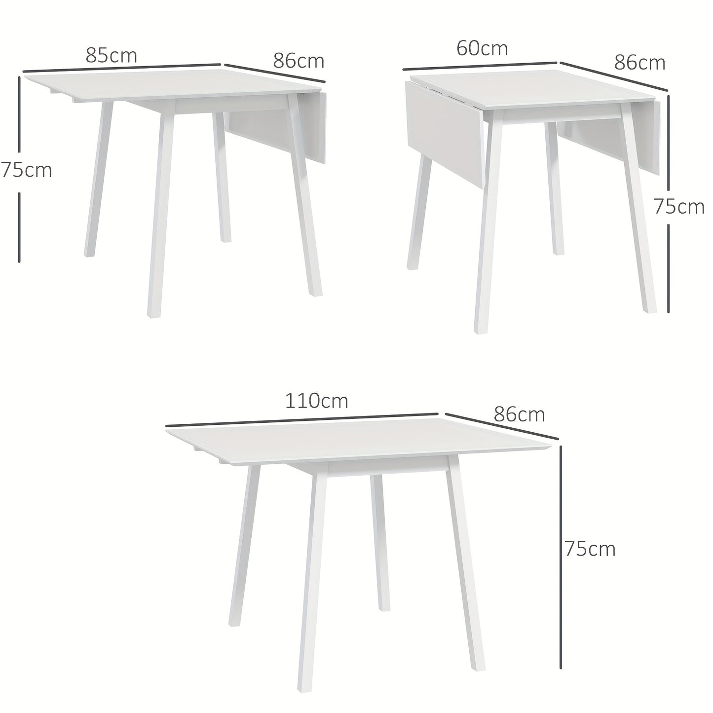 Klapptafel – Inklapbare Eettafel – Opklapbare Tafel – Ruimtebesparende Tafel – Kleine Tafel – Bamboe – Lichtgewicht & Stevig – Wit
