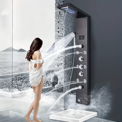 Douchepaneel – Regendouche – Handdouche – Massagedouche – Watervaldouche – Mat Zwart – Roestvrij Staal – Multifunctioneel & Compact