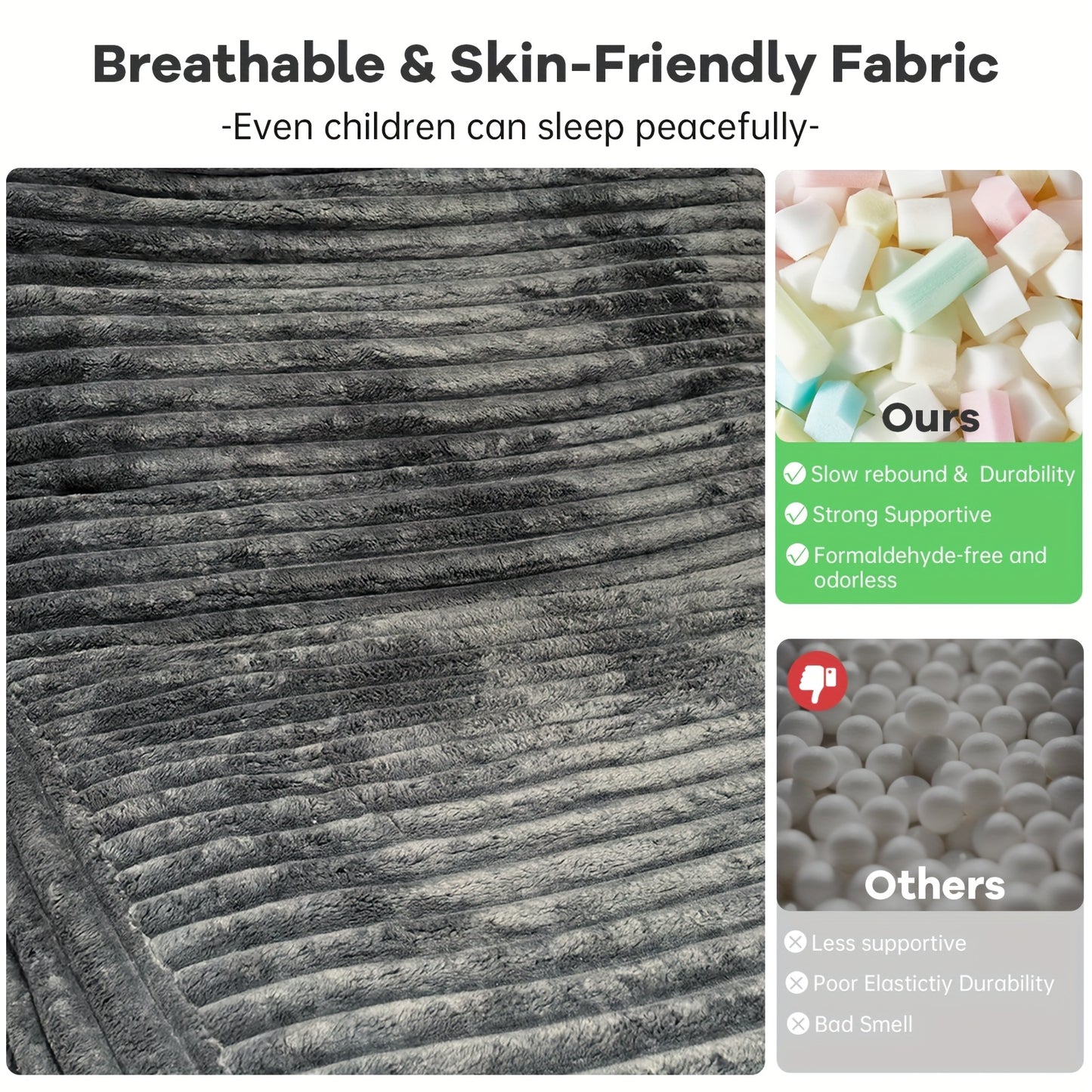 Oversized Zitzak – Zitzak Stoel – Zitzak Poef – Slaapstoel – Relaxfauteuil – Donkergrijs – Plush 3D-Vormgeving – Hoogwaardige Foamvulling