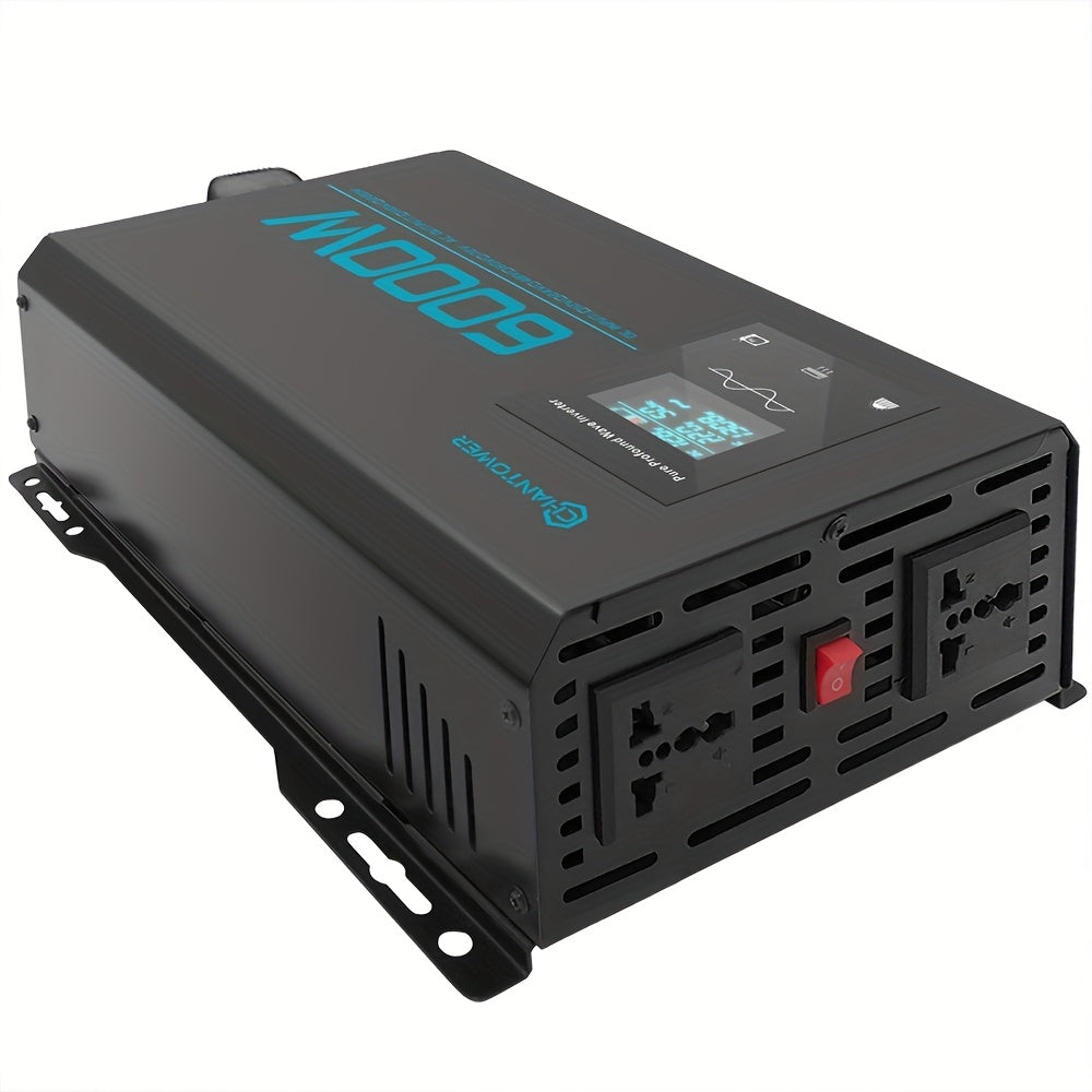 Omvormer – Spanningsomvormer – Power Inverter – Wisselstroomomvormer – Dual Voltage 12V-72V – 6000W Piekvermogen – Pure Sinusgolf met LCD Display