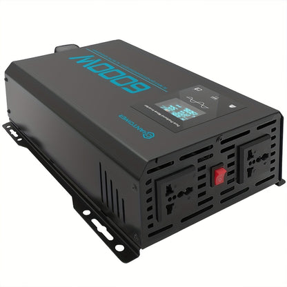 Omvormer – Spanningsomvormer – Power Inverter – Wisselstroomomvormer – Dual Voltage 12V-72V – 6000W Piekvermogen – Pure Sinusgolf met LCD Display