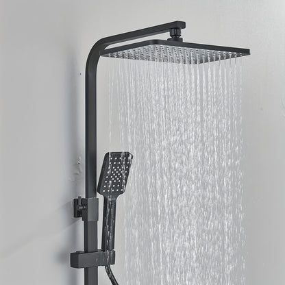 Zwart Douche Systeem – Douche Set – Handdouche – Regendouche – Badkuipsproeier – Matzwart Design – Messing Materiaal – Wandmontage