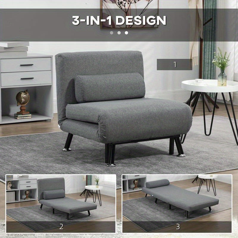 Convertible Sofa Bed Chair with Adjustable Backrest - Sleeper Sofa, Heavy-Duty 149.69KG Capacity, Space-Saving Modern Design, No Assembly Required - Ideal for Living Room, Bedroom, Apartment, Dorm - Easy-Clean Fabric Upholste