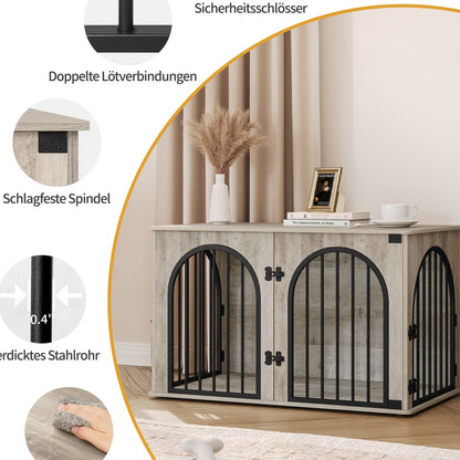 Hondenbench – Hondenkooi – Hondenhok – Hondenkennel – Licht Ivoor – 3-Deurs Design – Stevig Tot 100 kg