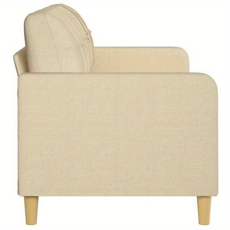 3-Zitsbank – 3-Persoonsbank – Zitbank – Sofa – Loveseat – Crème Stof – 180 cm breed – Massief Houten Frame – Laagwaardig Vezelplaat – Tijdloos Design – Eenvoudig Te Monteren