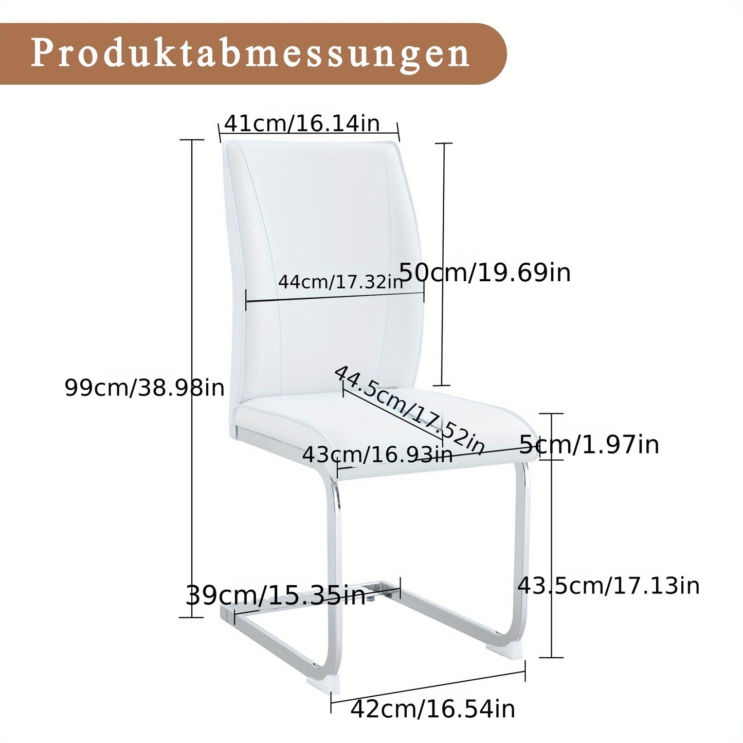 Eetkamerstoel – Stoel – Zithoekstoel – Keukenstoel – Accentstoel – Set Van 2 – Wit – Met Zilverkleurig Metalen Frame – Comfortabele Zitting