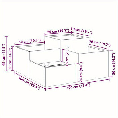 Plantenbak – Tuinbak – Bloembak – Moestuinbak – Verhoogde Bak – Zwart Staal – 100x100x48 cm – Weerbestendig & Duurzaam
