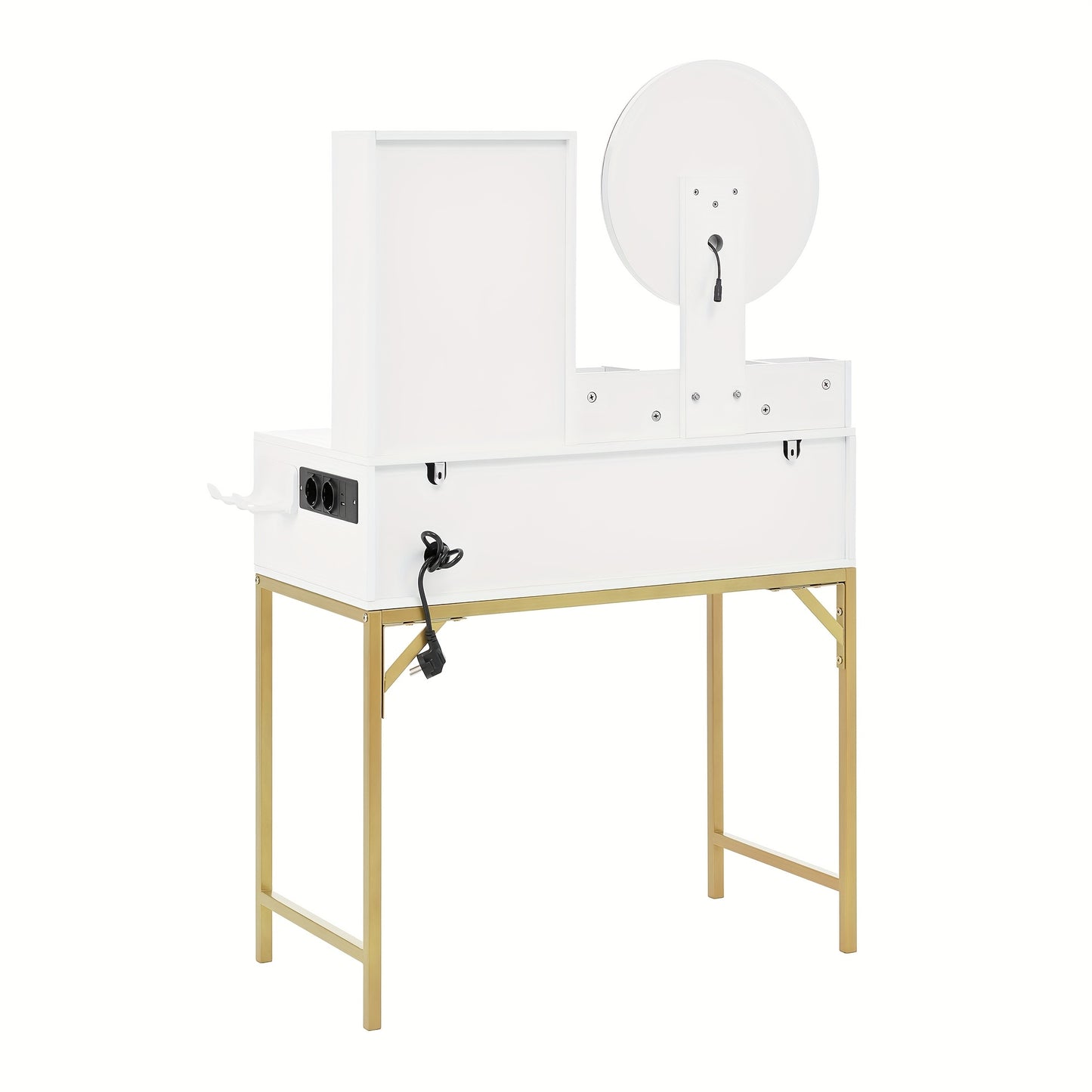 Large Freestanding Dressing Table with Mirror, 3-Drawer Storage & Door Cabinet - Vanity Desk Suitable for, Assembly, Space-Saving, Non-Wood Material (Tabletop Storage, Compact for Small Spaces)