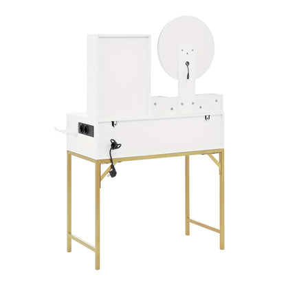 Large Freestanding Dressing Table with Mirror, 3-Drawer Storage & Door Cabinet - Vanity Desk Suitable for, Assembly, Space-Saving, Non-Wood Material (Tabletop Storage, Compact for Small Spaces)