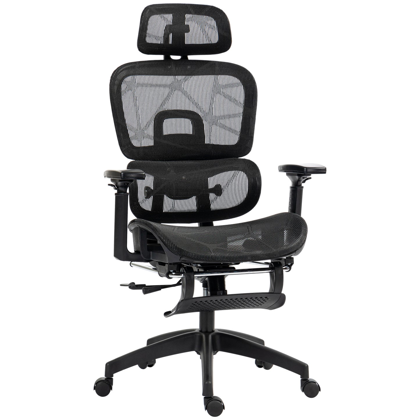Bureaustoel – Ergonomische Stoel – Office Chair – Draaistoel – Kantoorstoel – Verstelbare Hoofdsteun & Armleuningen – Mesh Bekleding Met Voetensteun