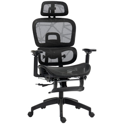 Ergonomische Bureaustoel – Bureaustoel Office Chair – Werkstoel – Gaming Stoel – Zwarte Mesh Bureaustoel – Verstelbare Hoofdsteun En Armleuningen – Ademend Mesh Stof