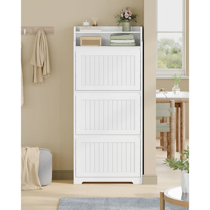 Schoenenkast – Schoenenrek – Smal Schoenenkastje – Schoenopberger – Schoenmeubel – Wit – Ruimtebesparend Ontwerp – 16 Paar Schoenenruimte