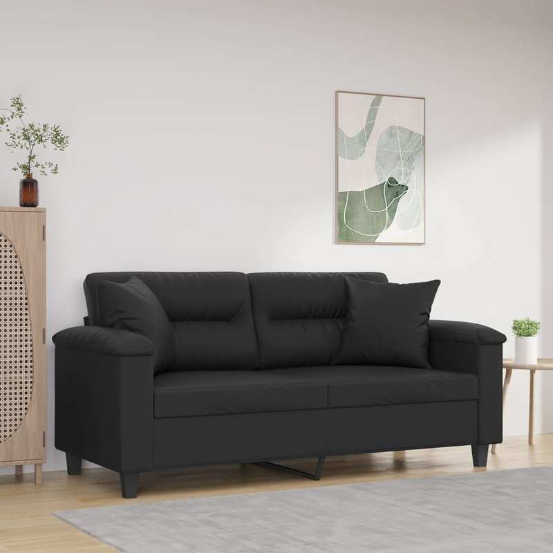 Bedbank – Slaapbank – Slaapsofa – 2-Zitsbank – Sofa Bed – Zwart Kunstleer – MDF & Massief Houten Frame – Compact 140 cm – Geen Montage
