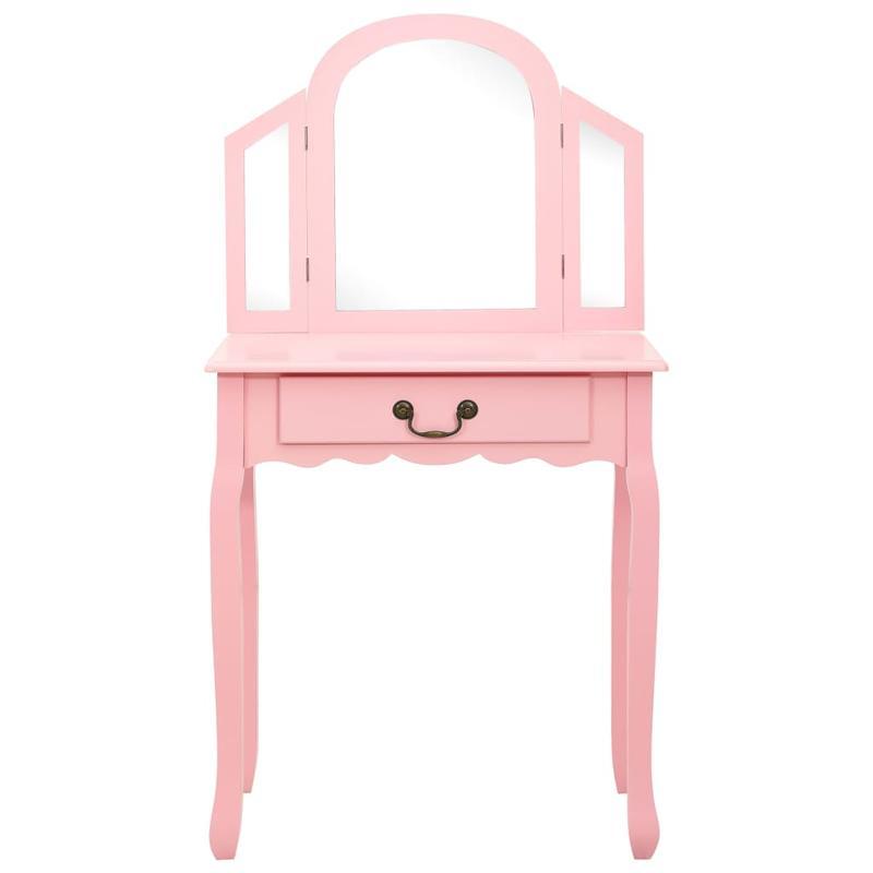Dressing table with stool 65x36x128cm paulownia wood MDF pink
