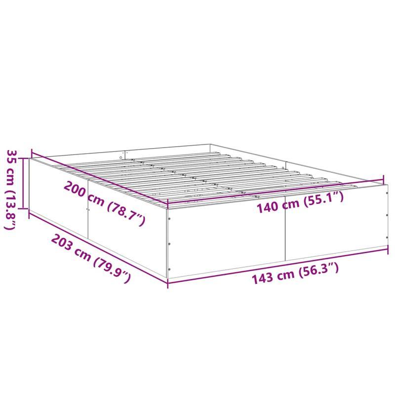 Bedframe – Ledikant – Bedbodem – Slaapkader – Onderstel – Sonoma Eiken – 140x200 Cm – Hoogwaardig Kunsthout