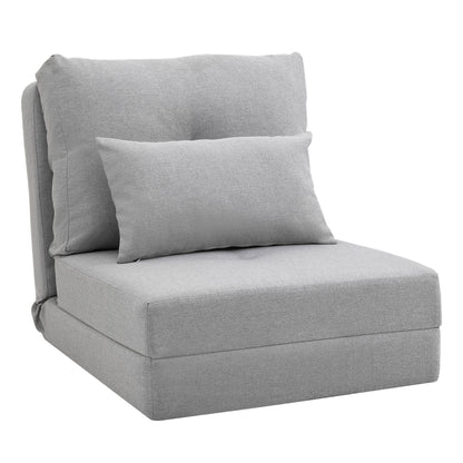 Zitzak – Zitzakstoel – Fauteuil – Loungestoel – Slaapstoel – Verstelbare Rugleuning 105°-180° – Ademend Linnen Met Kussen – Lichtgrijs