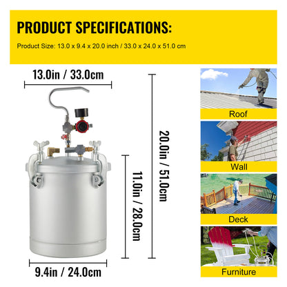 Verfdrukvat – Verfcontainer – Verfspuittank – Verfvat – Verfspuitvat – 10 Liter Inhoud – Drukvast Tot 30 PSI