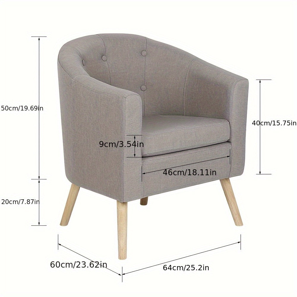 Scandinavische Velvet Fauteuil – Lounge Stoel – Woonkamer Stoel – Bank Stoel – Zitmeubel – Blauw – Compact Formaat – Zacht Linnen