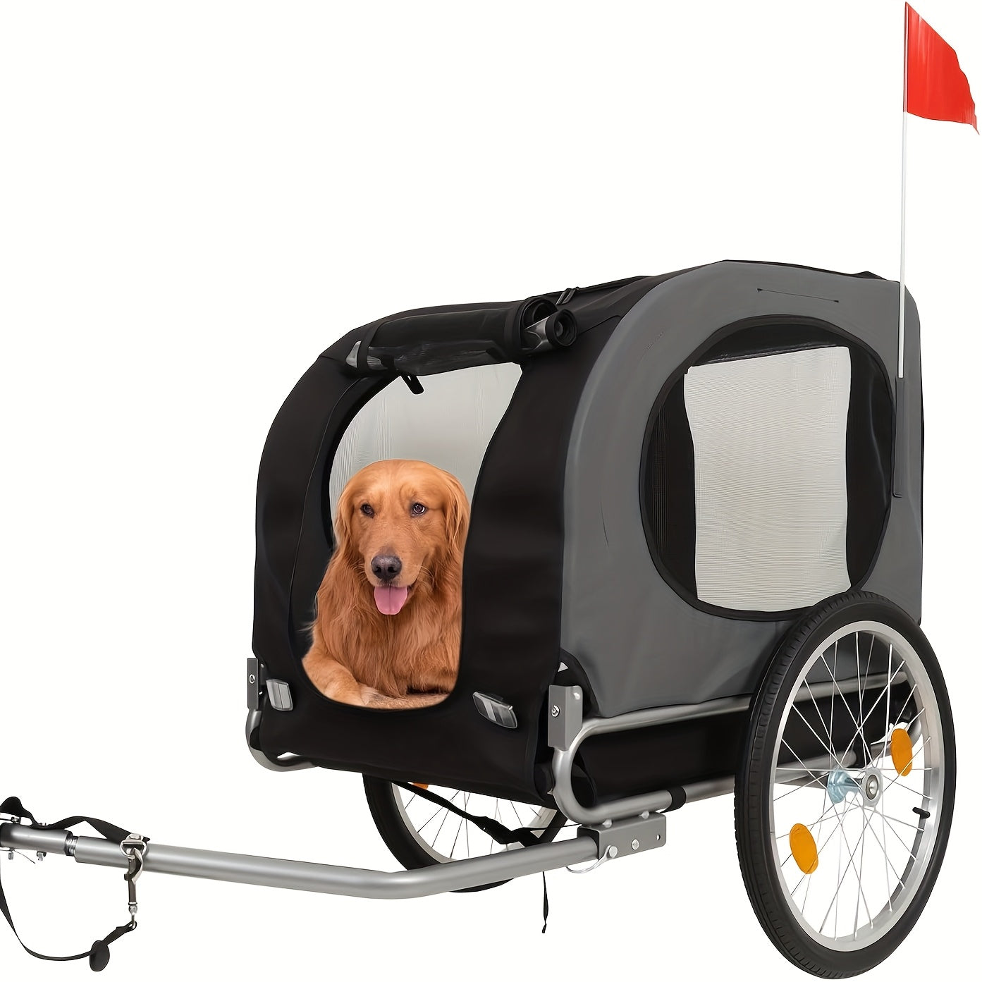 Hondenfietskar – Hondenkar – Fietskar – Hondenbuggy – Hondenaanhanger – Opvouwbaar – Geschikt voor Honden tot 40 kg – Stevig Stalen Frame – Quick Release Wielen