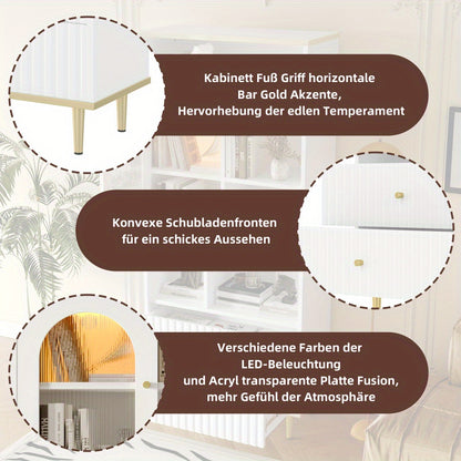 Boekenkast – Boekenrek – Opbergkast – Vakkenkast – Stellingkast – Wit – Transparante Deuren – Geruisloze Laden – 78x36x180 cm – Metalen Voet – Vrijstaand Design