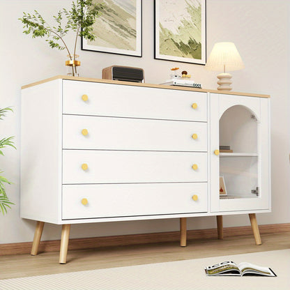 Wit Dressoir – Sideboard – Ladekast – Opbergkast – Buffetkast – 4 Ruime Lades – Modern Design – 120x40x77,5 cm