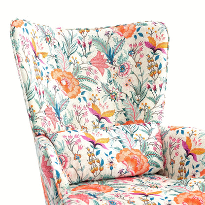Bohemien Bloemen Schommelstoel – Hoge Rugleuning met Lendensteun, Ergonomisch Ontwerp op Soepele Schommelbasis – Stevig Staal- & Houtframe, Eenvoudige Montage – Lounge-stoelen voor Woonkamer of Slaapkamer