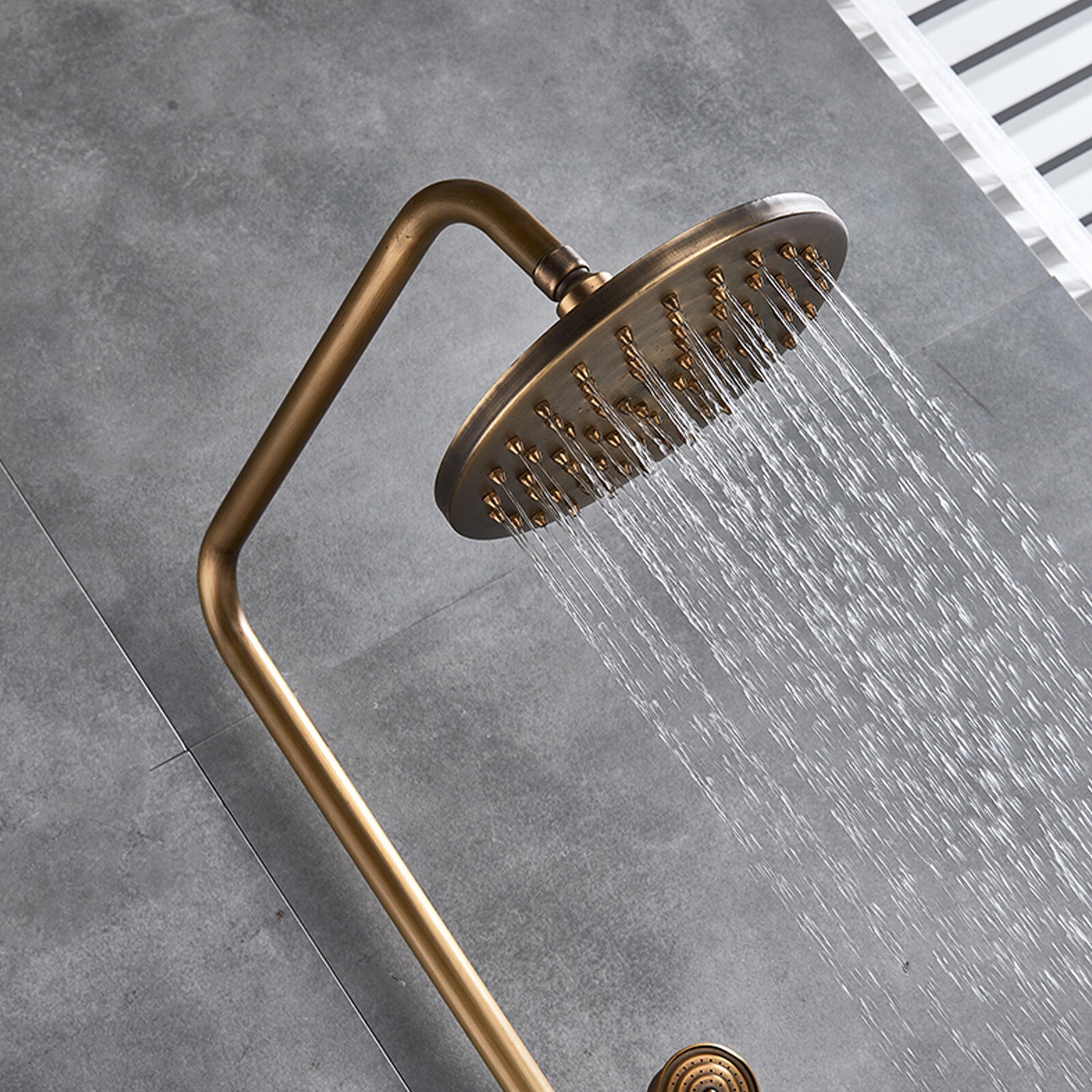 Regendouche – Doucheset – Douchekop – Douchekraan – Handdouche – Antiek Messing – Verstelbare Hoogte 75-120 cm – Messing Materiaal