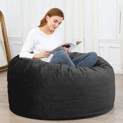 Zitzak – Zitzakstoel – Poef – Loungestoel – Fauteuil – Groot Formaat 115x65 cm – Wasbare Polyesterhoes – Ergonomische Sponsvulling – Zwart