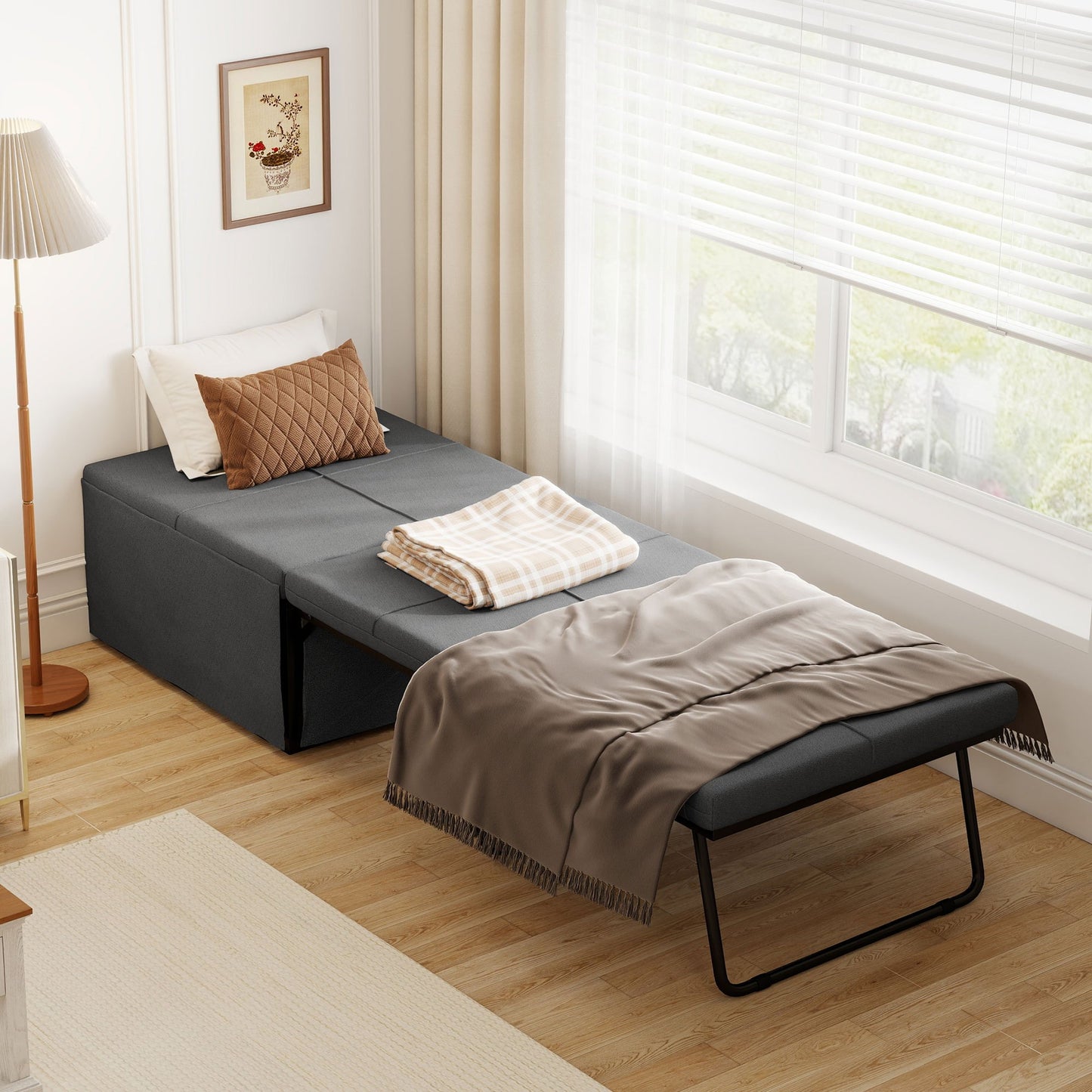 Vouwbed – Opklapbed – Logeerbed – Slaapsysteem – Campingbed – Inclusief Matras – Beschermhoes – 190x69x38,5 cm – Grijs