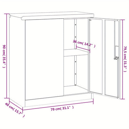 Archiefkast – Opbergkast – Documentenkast – Vakkenkast – Ladeblok – Stalen Ontwerp – 79x40x90 cm – Antraciet