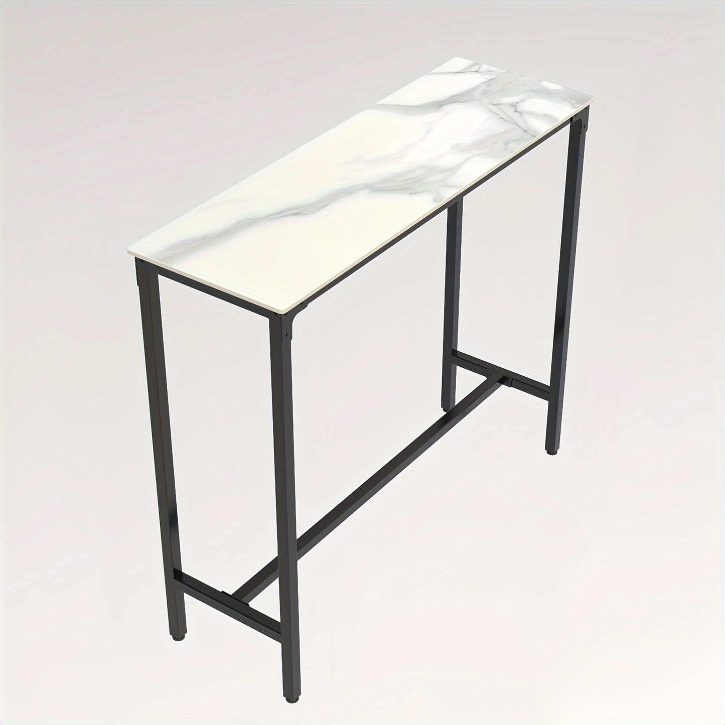 Bartafel – Statafel – Keukentafel – Bistrotafel – Barmeubel – Wit Sintersteen Blad – Zwart Metalen Onderstel – 120x40x105 cm – Duurzaam & Krasbestendig