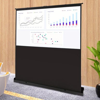 Projectiescherm – Draagbaar Scherm – Opvouwbaar Scherm – Presentatiescherm – Filmscherm – 80 Inch – Lichtgewicht Aluminium Frame – Stabiele Draaibare Voeten – Zwart