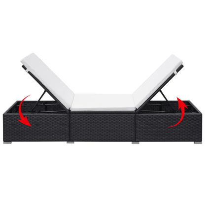 2-Zits Verstelbare Ligstoelen – Tuinstoelen – Ligbed - Lounge Stoelen – Poly Rattan Stoelen – Stalen Frame – Afneembare Kussens