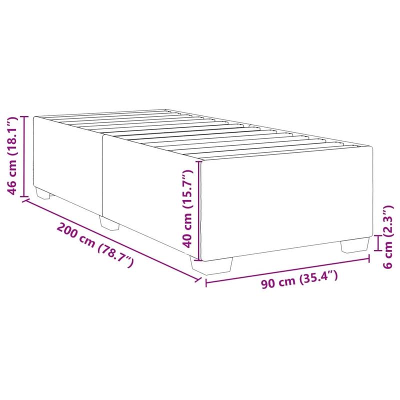 Bed frame without Mattress Grigio Chiaro 90x200cm Tissue Practical, removable, suitable for all seasons