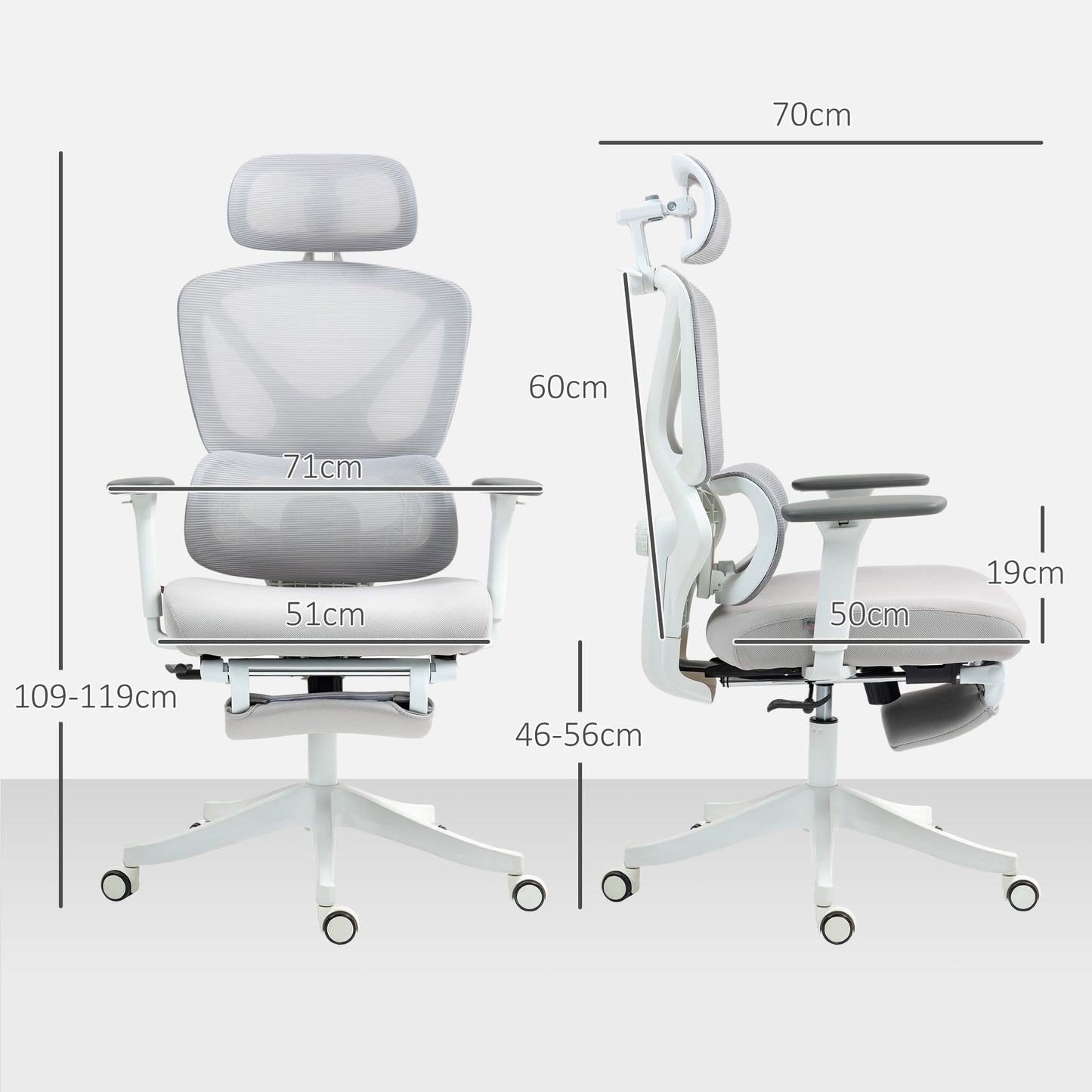 Bureaustoel – Office Chair – Kantoorstoel – Draaistoel – Gamestoel – Verstelbare Hoogte – Kantelbare Rugleuning tot 135° – Ademend Mesh – 3D Armleuningen