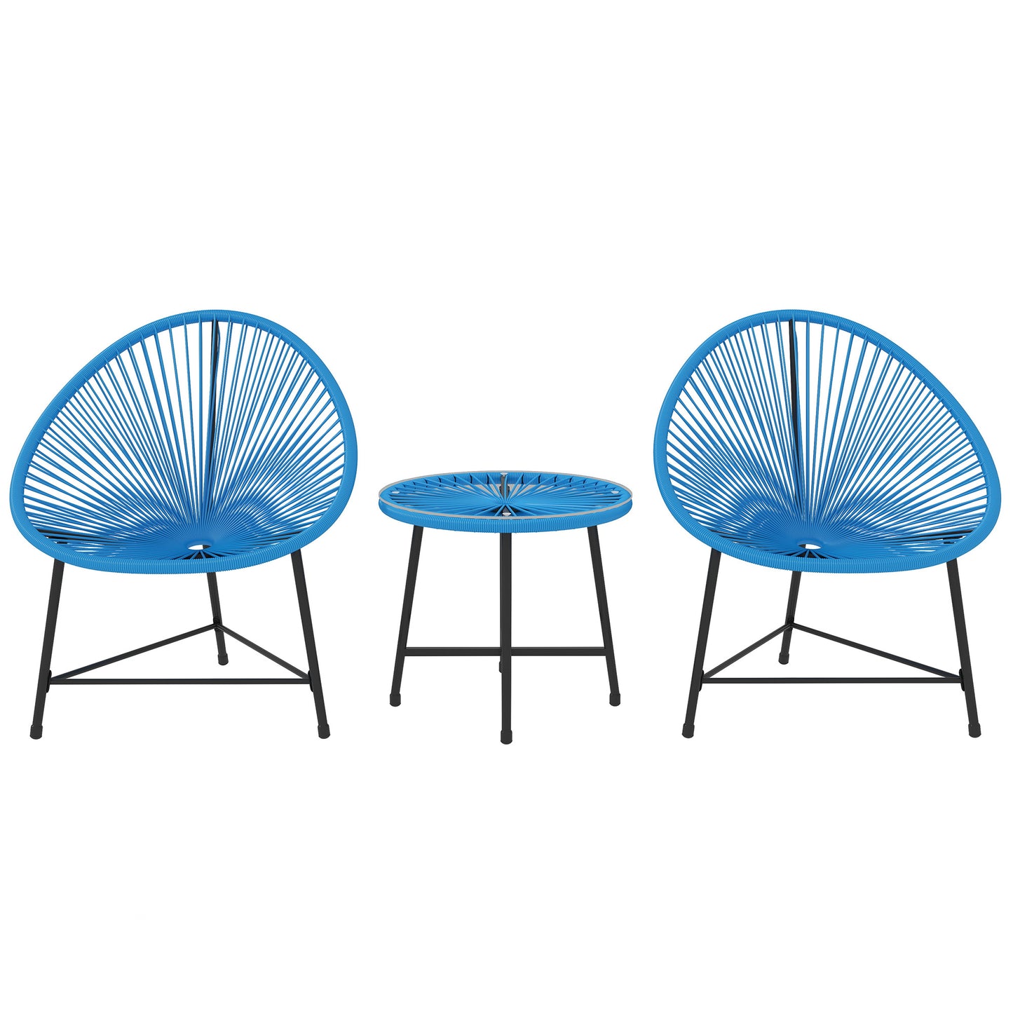 Bistroset Tuinset – Tuinmeubel Set – Tafel Met Stoelen – Balkon Meubilair – Terrasmeubilair – 2-Zits Met Geharde Glazen Tafel – Weerbestendig Blauw