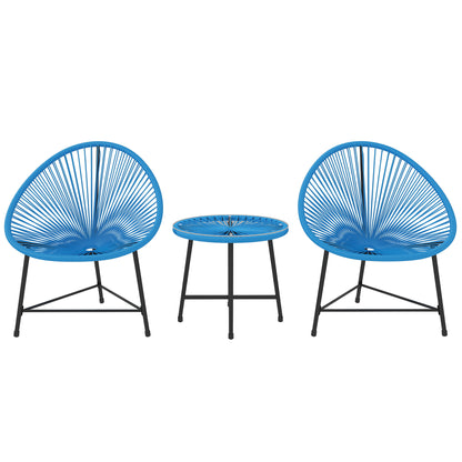 Bistroset Tuinset – Tuinmeubel Set – Tafel Met Stoelen – Balkon Meubilair – Terrasmeubilair – 2-Zits Met Geharde Glazen Tafel – Weerbestendig Blauw