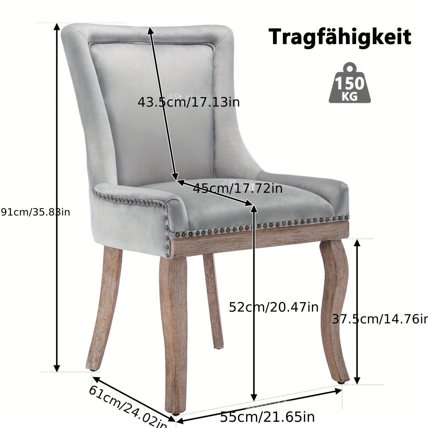 Eetkamerstoelen – Stoelen – Dining Chairs – Armstoelen – Retro Stoelen – Grijs – Bamboe Frame – Zacht Gepolsterd Met Nailhead Trim