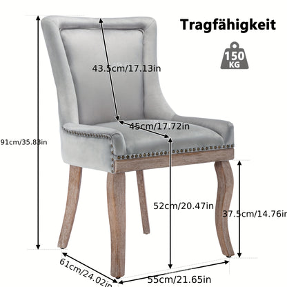 Eetkamerstoelen – Stoelen – Dining Chairs – Armstoelen – Retro Stoelen – Grijs – Bamboe Frame – Zacht Gepolsterd Met Nailhead Trim
