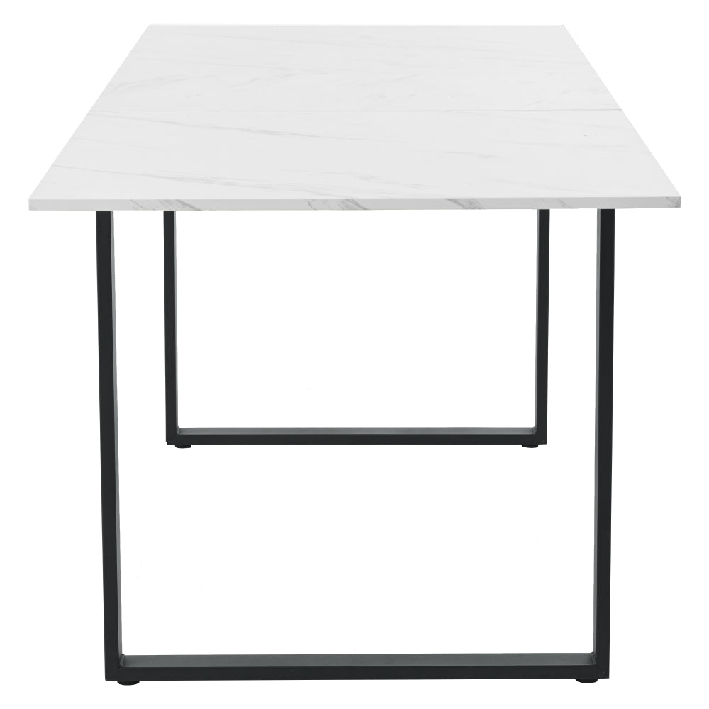 Extendable/Telescopic Dining Table with Expandable/Telescopic Length (140/180) - Modern Marble Tabletop & Sturdy Metal Frame Suitable for Home & Office, Space-Saving Expandable Desk Table