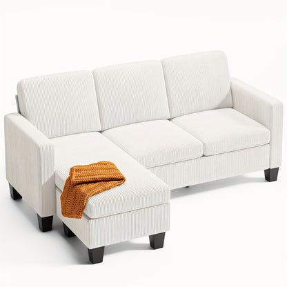 Bank – Hoekbank – 3-zitsbank – L-vormige Bank – Slaapbank – Massief Hardhouten Frame – Zachte Kussens