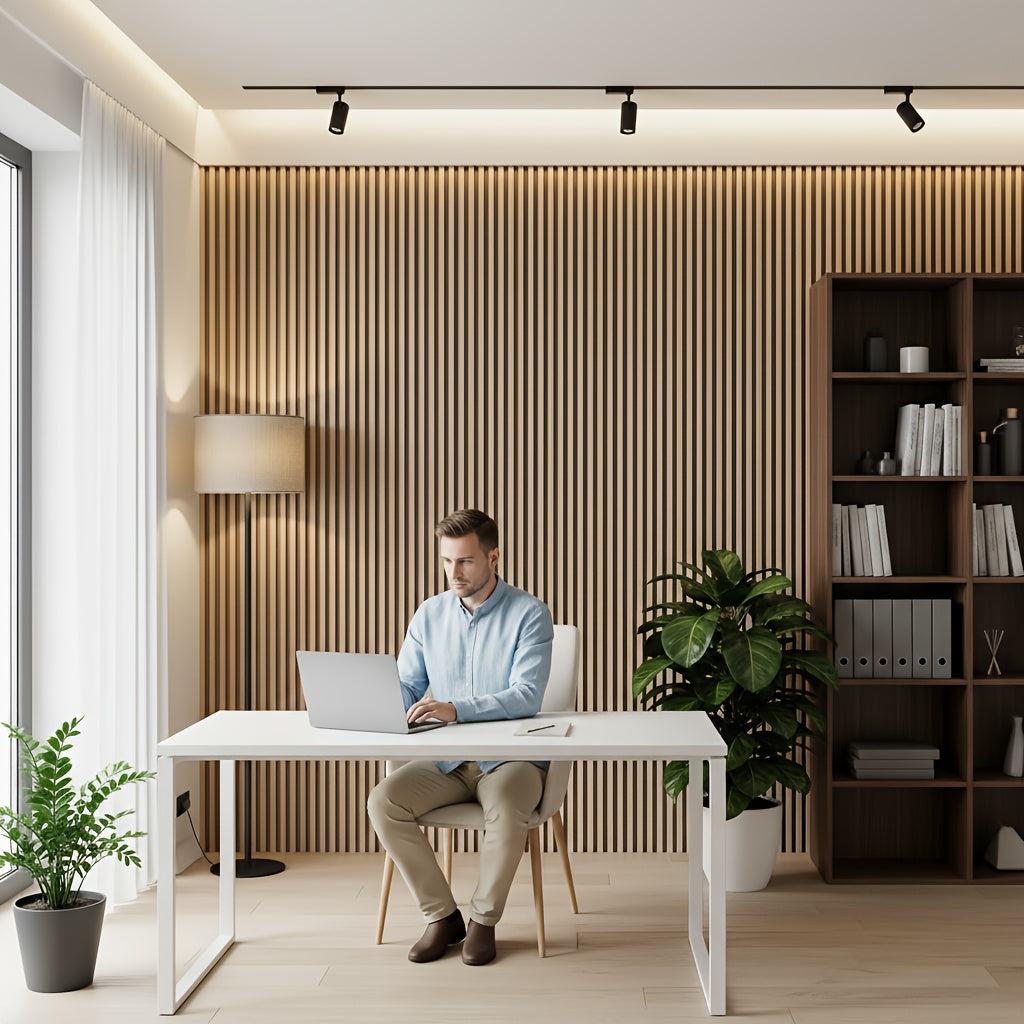 3D Akoestische Wandpanelen – Geluidsdempers – Wandbekleding – Muurdecoratie – Akoestische Panelen – Eiken Kleur – Zelfklevend – 120x60 cm – Set Van 4 – Geluidabsorberend Vilt – 21 mm Dikte