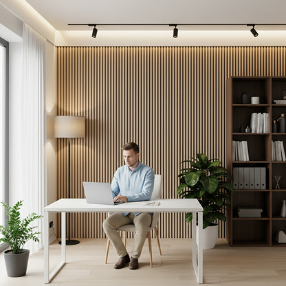 3D Akoestische Wandpanelen – Geluidsdempers – Wandbekleding – Muurdecoratie – Akoestische Panelen – Eiken Kleur – Zelfklevend – 120x60 cm – Set Van 4 – Geluidabsorberend Vilt – 21 mm Dikte
