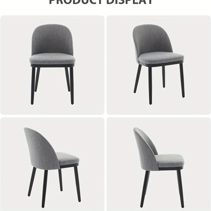 Eetkamerstoel – Eettafelstoel – Kuipstoel – Keukenstoel – Stoel – Set van 2 – Modern Grijs – Armloos – Ergonomische Rugleuning – Metalen Zwarte Poten – Onderhoudsvriendelijk – Ruimtebesparend