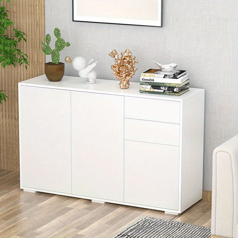 Opbergkast – Opbergmeubel – Kasten – Dressoir – Opbergruimte – Wit – 2 Lades & 3 Deuren – Duurzaam Hardhout & Kunststof Board – Ruimtebesparend & Direct Gebruiksklaar