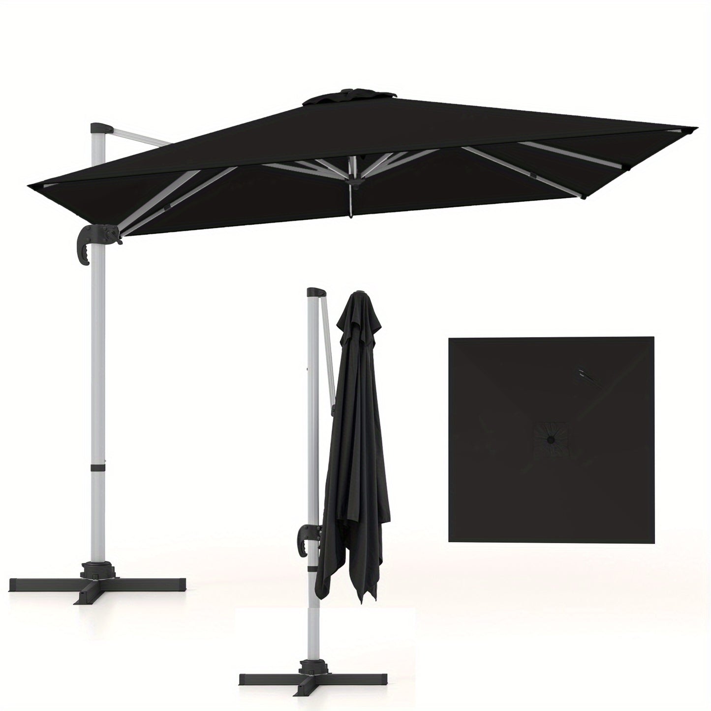 Parasol – Zweefparasol – Tuinparasol – Balkonparasol – Stokparasol – 300 cm – 360° Draaibaar – Aluminium Frame – Scheurbestendig Polyester – Kantelbaar – Met Kruisvoet – Windventilatie