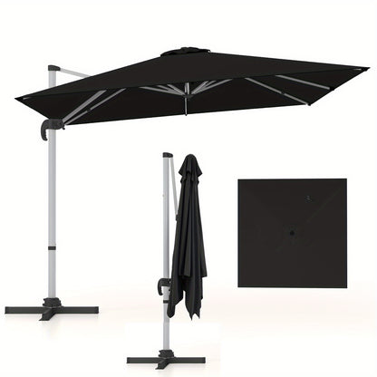 Parasol – Zweefparasol – Tuinparasol – Balkonparasol – Stokparasol – 300 cm – 360° Draaibaar – Aluminium Frame – Scheurbestendig Polyester – Kantelbaar – Met Kruisvoet – Windventilatie