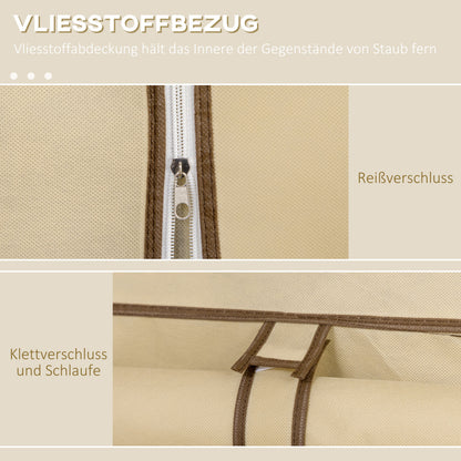 Stoffen Kledingkast – Opbertkast – Garderobekast – Kledingrek – Kledingopslag – Beige – Ruim Met 8 Planken & 2 Hangroedes – Stofwerend Non-Woven Materiaal