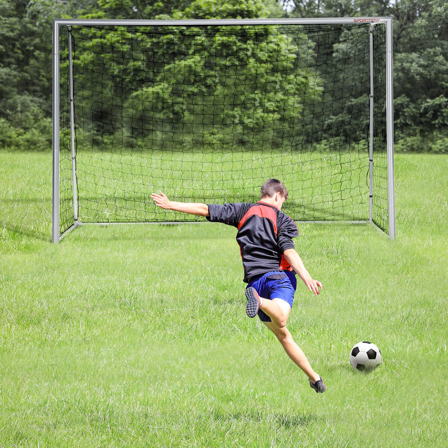Voetbaldoel – Voetbalgoal – Doelnet – Tuindoel – Trainingsdoel – Weerbestendig – Duurzaam Metalen Frame – 300 x 200 x 120 cm – Eenvoudige Montage – Grijs