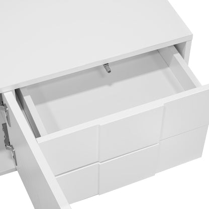 Modern Wall-Mountable TV Stand Compatible for 170cm Wide - Floor-Standing or Wall-Mountable Media Console with 3 Doors & 2 Drawers, Handleless Design, High-Gloss Finish, for Living Room (No Wood)